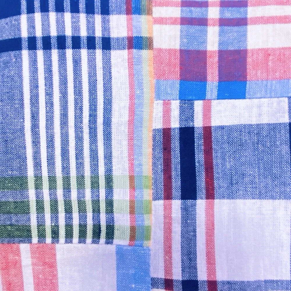 5 Panels Pottery Barn Kids Madras Plaid Patchwork Blackout Curtain Panels 44x63